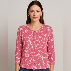 Jones Wear Pink Floral Button-Down Shirt